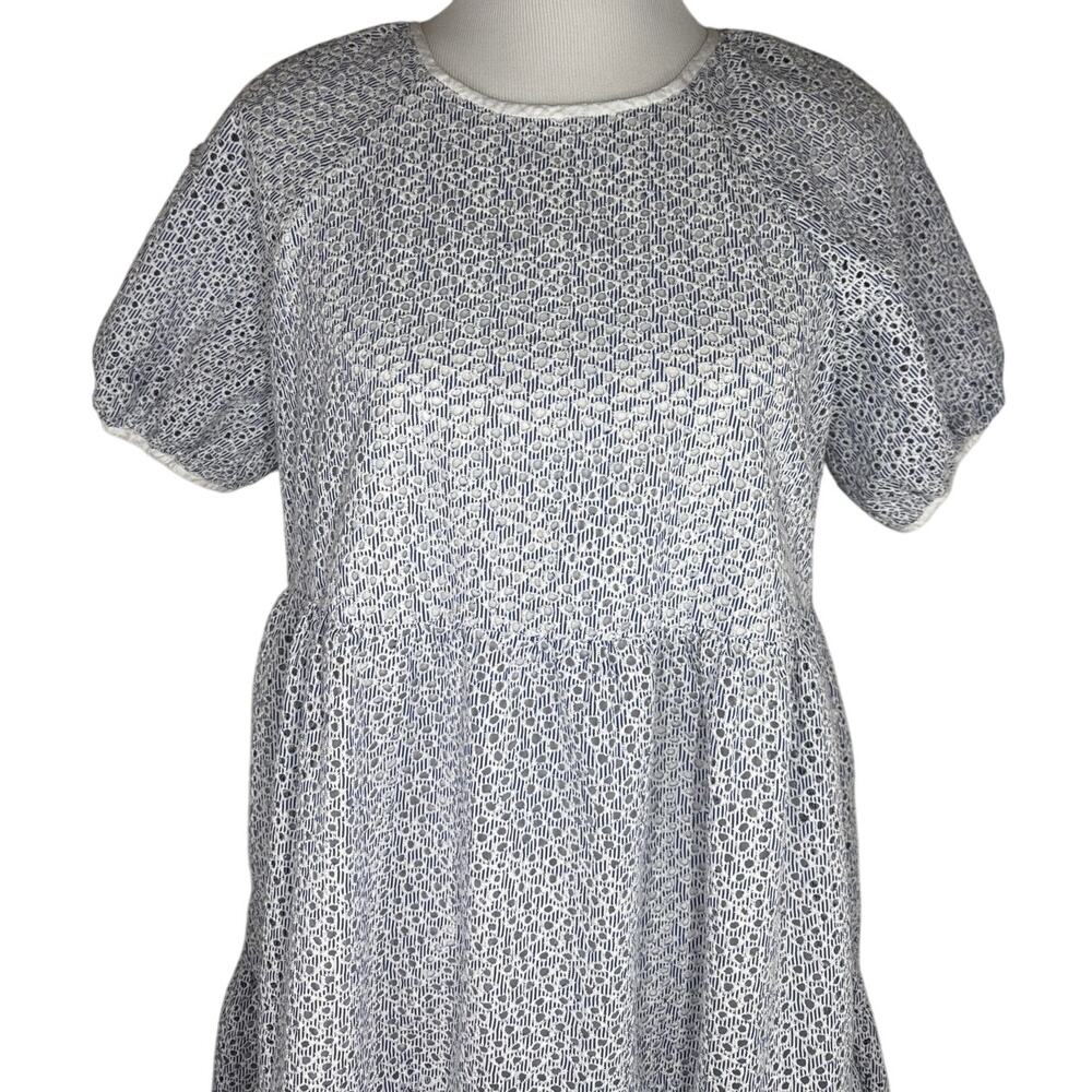 Everlane Tiered Eyelet Dress, Blue, White, Size Small - Picture 3 of 10